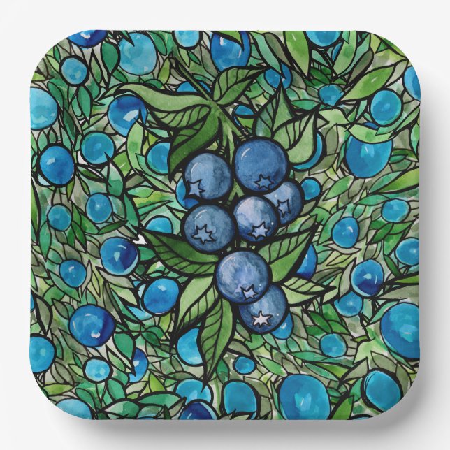 Blueberries Blueberry Farm Blue                    Paper Plates (Front)