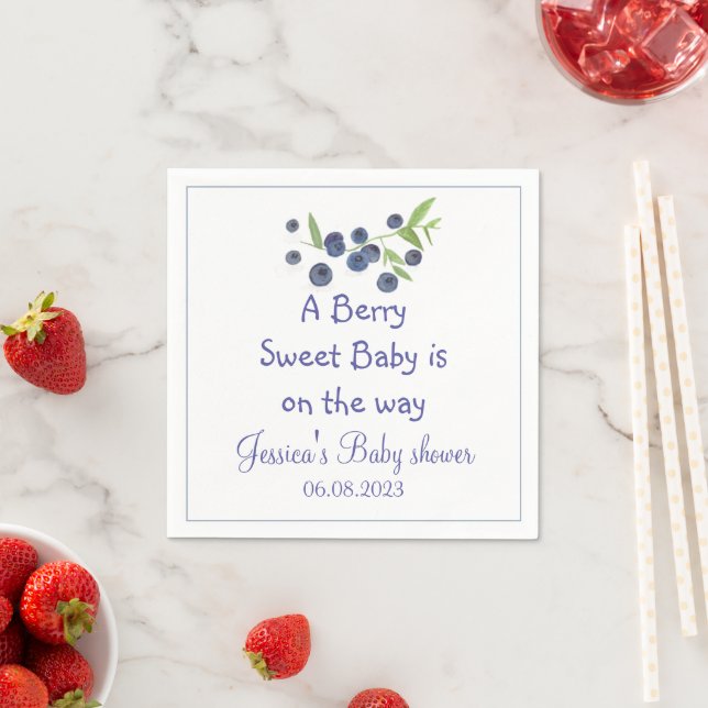 Blueberries Blueberry Fruits Baby Shower Party Napkins (Insitu)