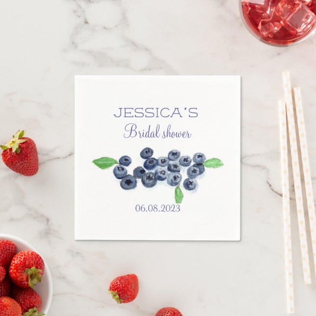 Blueberries Blueberry Fruits Bridal Shower Party Napkins (Insitu)