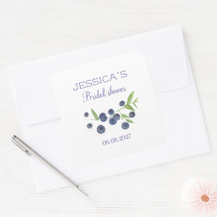 Blueberries Blueberry Fruits Bridal Shower Party Square Sticker