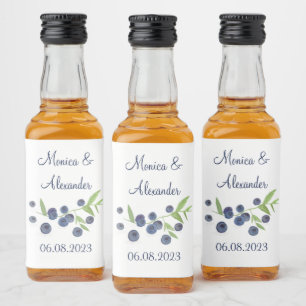 Blueberries Blueberry Fruits Summer Wedding Liquor Bottle Label