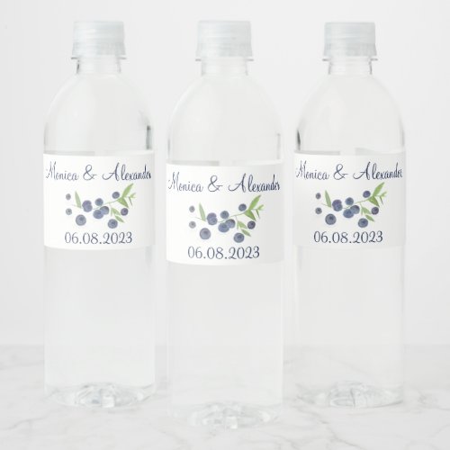 Blueberries Blueberry Fruits Summer Wedding  Water Bottle Label