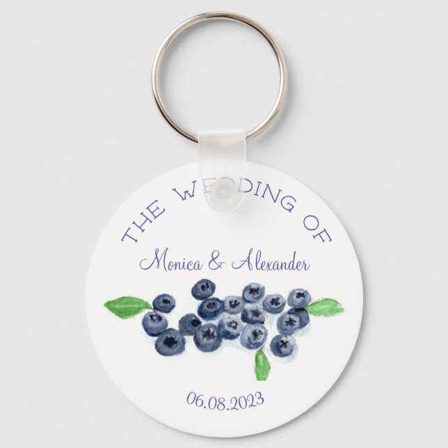 Blueberries Blueberry Fruits Wedding Party Keychain (Front)