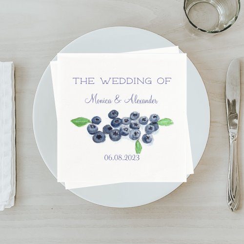 Blueberries Blueberry Fruits Wedding Party Napkins