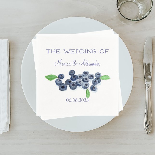 Blueberries Blueberry Fruits Wedding Party Napkins (Creator Uploaded)