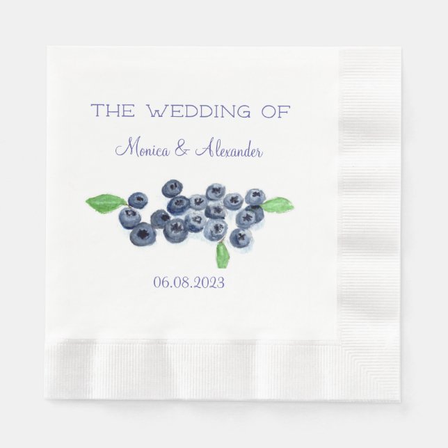Blueberries Blueberry Fruits Wedding Party Napkins (Front)
