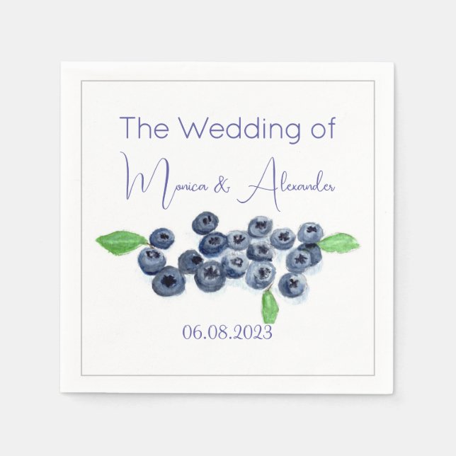 Blueberries Blueberry Fruits Wedding Party Napkins (Front)