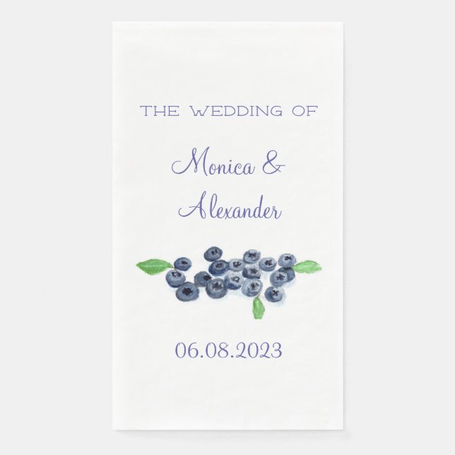 Blueberries Blueberry Fruits Wedding Party Paper Guest Towels (Front)