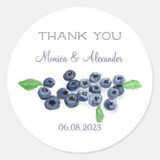 Blueberries Blueberry Fruits Wedding Thank you Classic Round Sticker