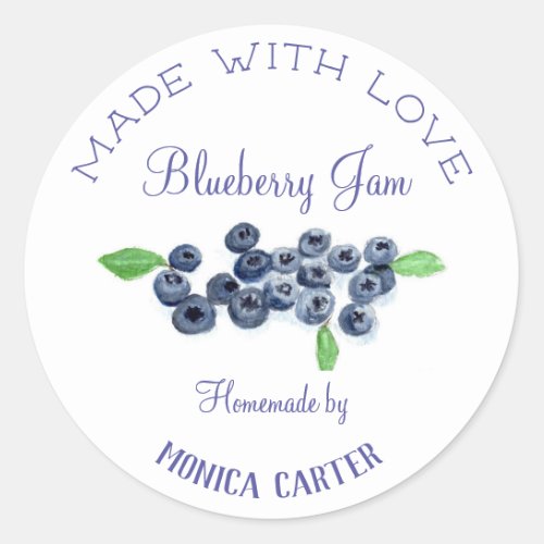 Blueberries Blueberry Jam Homemade Preserves fruit Classic Round Sticker