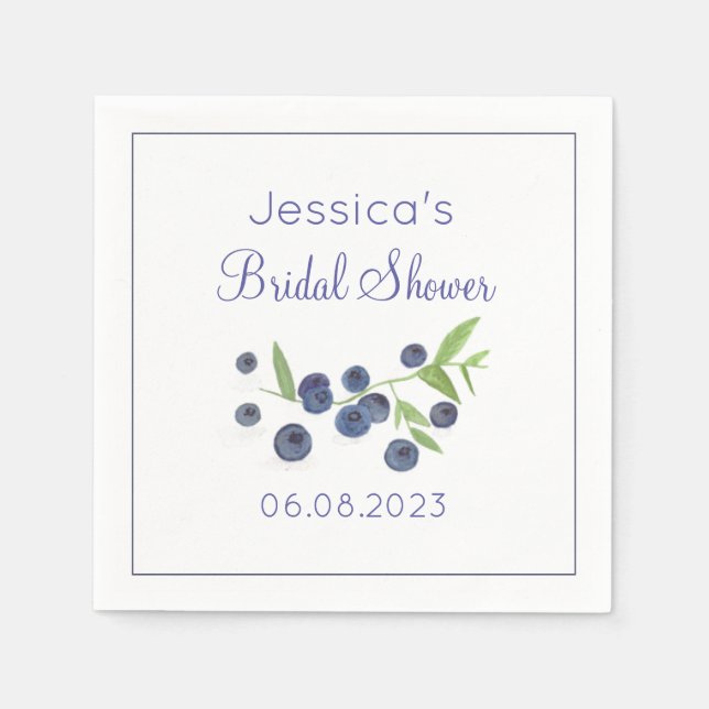 Blueberries Blueberry Summer Bridal Shower Napkins (Front)
