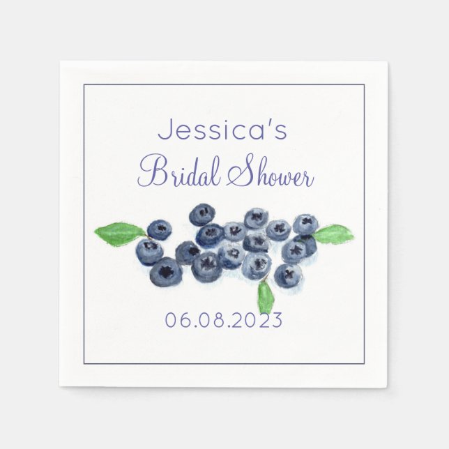 Blueberries Blueberry Summer Bridal Shower Napkins (Front)