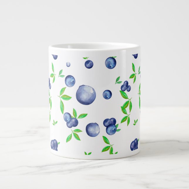 Blueberries,blueberry watercolour,fruits art    giant coffee mug (Front)