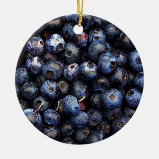Blueberries Ceramic Ornament (Front)
