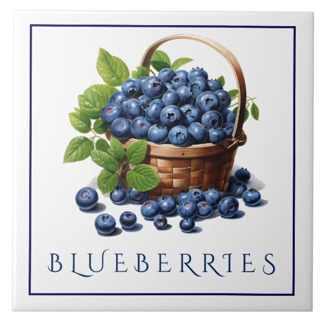 Blueberries Ceramic Tile (Front)