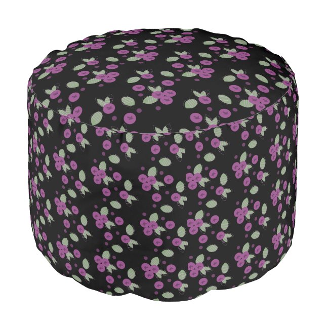 Blueberries Confetti Fruits and  Dots     Pouf (Angled Front)