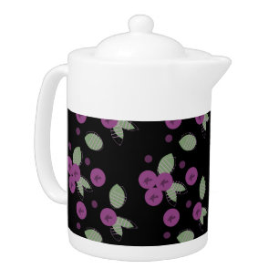 Blueberries Confetti Fruits and Dots Teapot