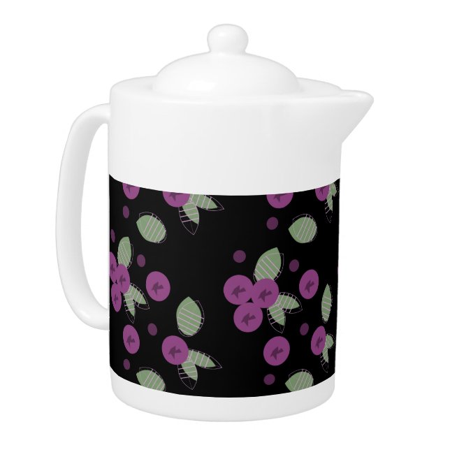Blueberries Confetti Fruits and  Dots      Teapot (Left)
