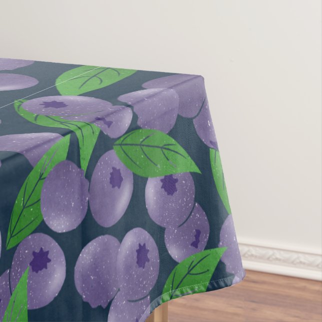 Blueberries - dark blue background tablecloth (In Situ)