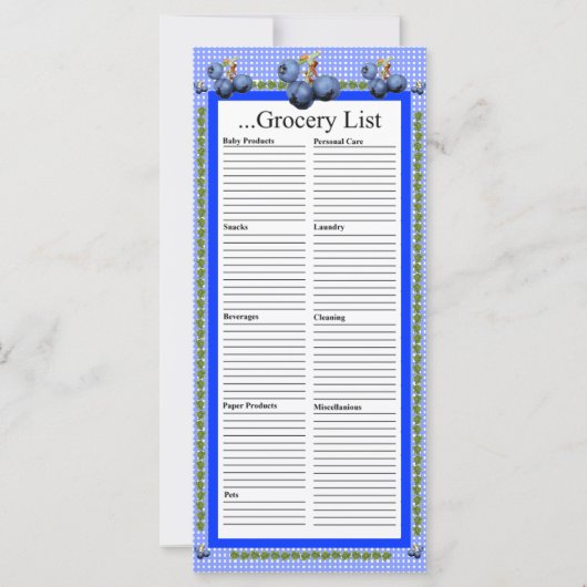 Blueberries Design Grocery List (Back)