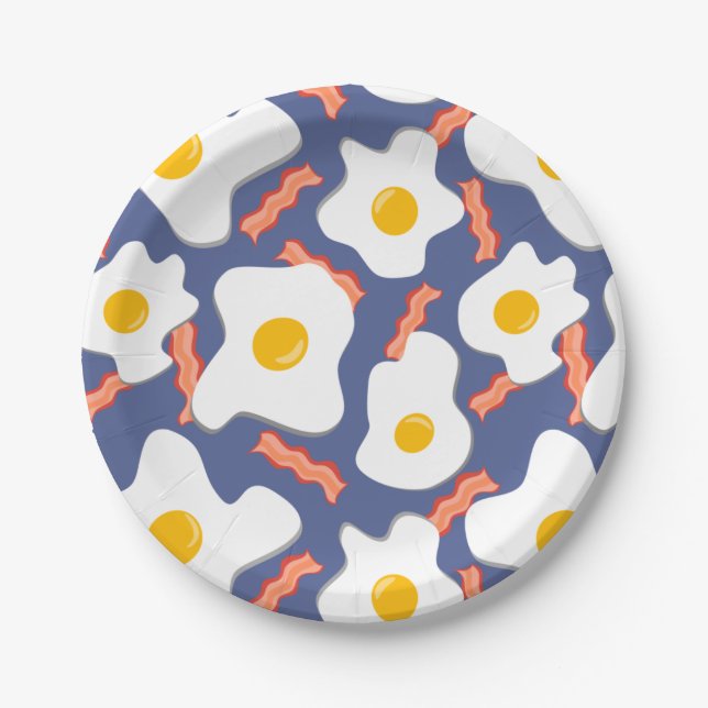 Blueberries, Eggs & Side Of Bacon Paper Plates (Front)
