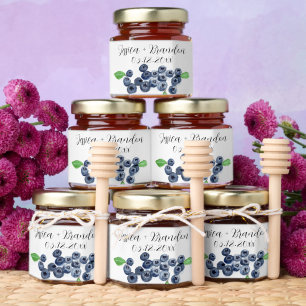 Blueberries Fruit Blueberry Watercolor Wedding Honey Jar Favors