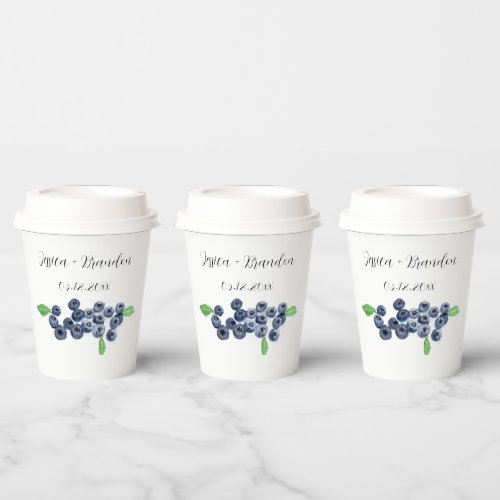 Blueberries Fruit Blueberry Watercolor Wedding Paper Cups