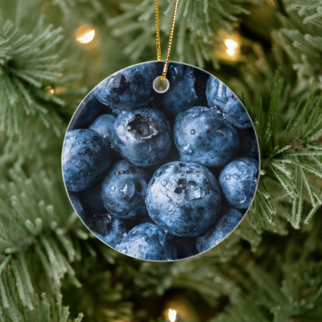 Blueberries Fruit Ceramic Ornament (Tree)