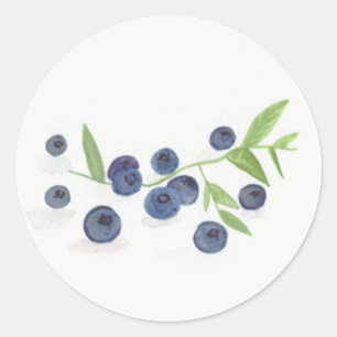 Blueberries fruit kitchen decor watercolor  classic round sticker
