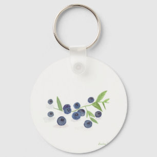 Blueberries fruit kitchen watercolor food rustic keychain