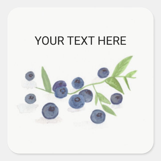 Blueberries fruit kitchen watercolor food rustic  square sticker (Front)