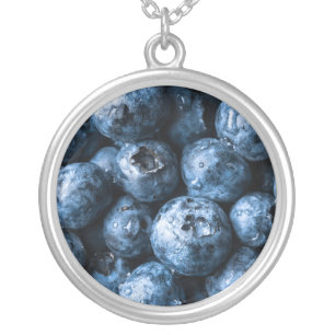 Blueberries Fruit Silver Plated Necklace
