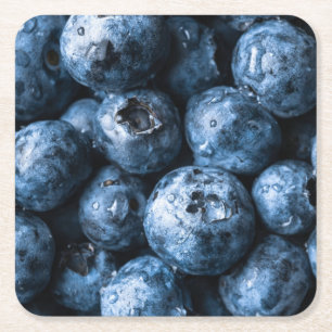 Blueberries Fruit Square Paper Coaster