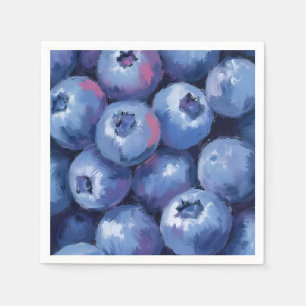 Blueberries Fruit Watercolor Painted Napkins
