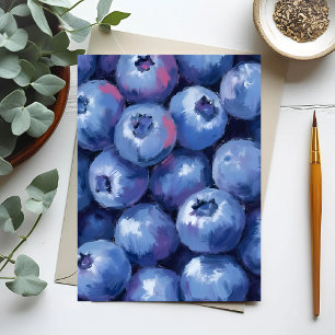 Blueberries Fruit Watercolor Painted Postcard