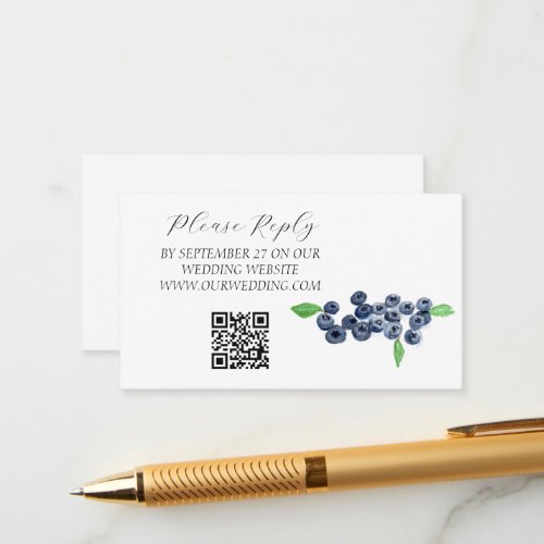 Blueberries Fruit Watercolor Rustic Wedding  Enclosure Card