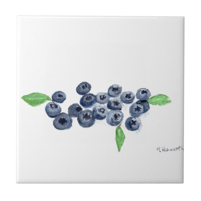 Blueberries fruits kitchen decor ceramic tile (Front)