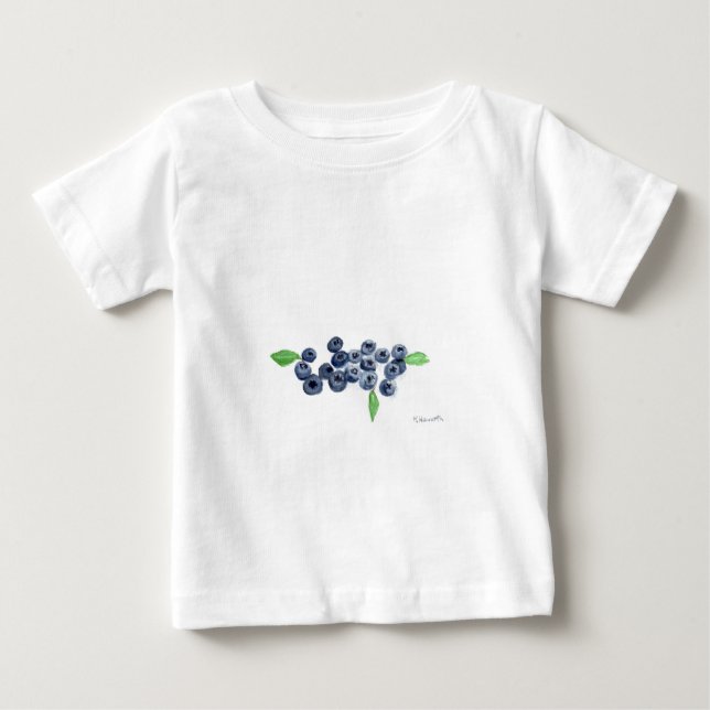 Blueberries fruits kitchen watercolor food rustic  baby T-Shirt (Front)