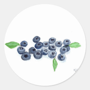 Blueberries fruits kitchen watercolor food rustic  classic round sticker