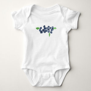 Blueberries fruits vegan watercolor food rustic baby bodysuit