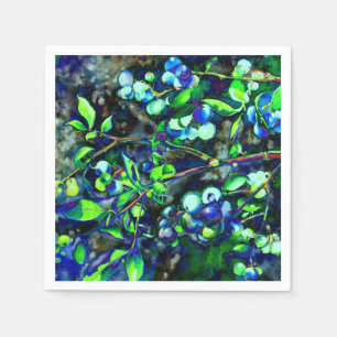 Blueberries -green paper napkins