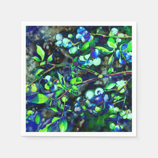 Blueberries -green paper napkins (Front)