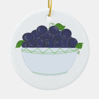 Blueberries in a Dish Ceramic Ornament