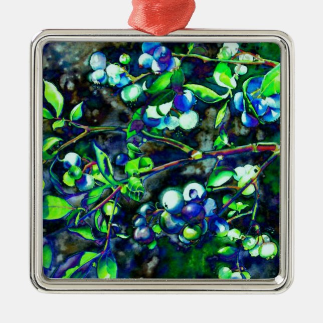 Blueberries Metal Ornament (Front)