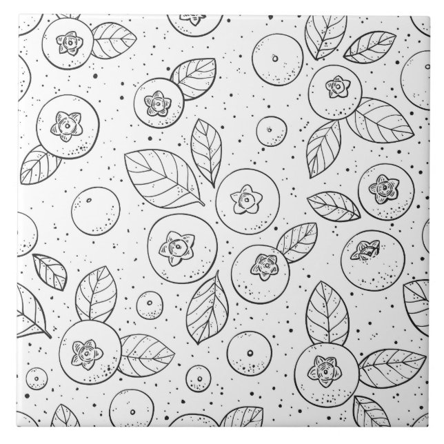 Blueberries on black and white ceramic tile (Front)