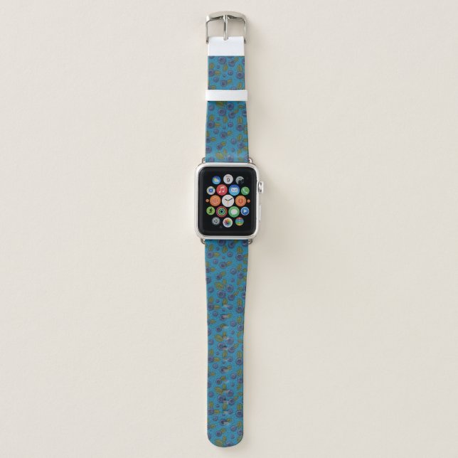 Blueberries on blue apple watch band (Front)