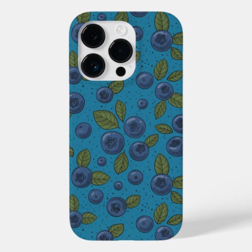 Blueberries on blue Case_Mate iPhone 14 pro case