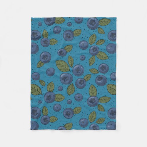 Blueberries on blue fleece blanket