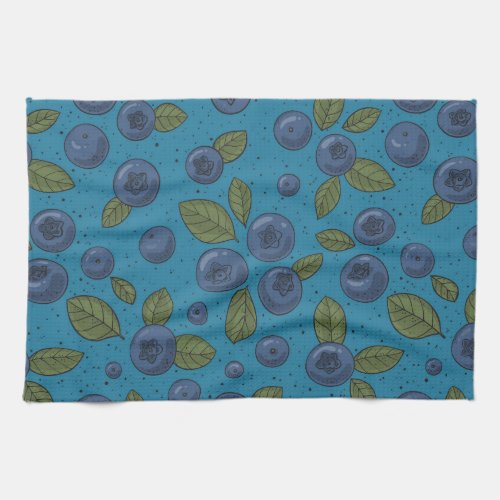 Blueberries on blue kitchen towel