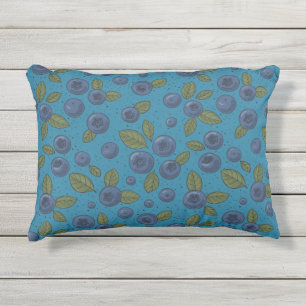 Blueberries on blue outdoor pillow